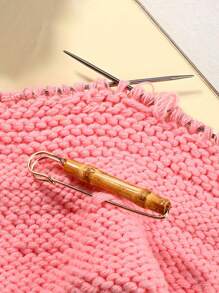 1pc Bamboo Style Safety Pin Brooch For Sweaters, Scarves, Shawls - Golden Color - Large Vintage Feather Pin Clasp - Sewing Accessories Travel Essentials Travel Accessories Travel Must Haves - Multicolor - View 3