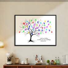 1 Stück Leinwand Kreative Fingerabdruck DIY Finger Malerei Poster Hochzeit Party Firmen Jahrestreffen Personalisierte Fingerabdruck Check-In Baum Bilder, Freunde und Freunde Check-In Fingerabdruck Erinnerungsposter, Erhöht den Spaß, Dekorative Malerei, Wohnzimmer, Schlafzimmer, Dekorativer Poster, Unvergesslich, Bedeutungsvoll, Wohnzimmer Schlafzimmer Dekoration Hängendes Bild Luxus Wandbehang, Rahmenlos, Grafik Muster