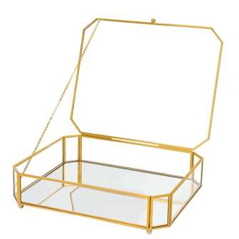 2025年新款超大玻璃防尘珠宝收纳盒，家居装饰装饰品，适用于卧室、浴室、化妆品、照片整理，防晒旅行，清凉返校