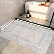 Area Rug Washable Rug Door Mat Vintage Distressed Rug Doormat Indoor Entrance Traditional Thin Rug Floral Print Non Slip Carpet For Kitchen Bathroom Bedroom Living Room - White - View 4