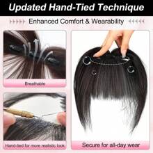 360°夹式空气刘海接发，适合有鬓角的女性，3个牢固夹子，全刘海 - Natural Black - 查看 4