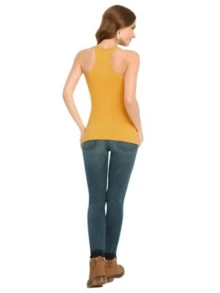 Blusa tipo Camiseta de Tirantes Grueso Espalda Estilo Nadador - Amarillo Mostaza - Ver 3