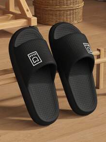男士舒适EVA休闲拖鞋，简约日式设计，适合夏季居家室内浴室使用，防滑，加大码48-49 - 黑色 - 查看 6