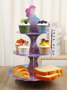 1pc Mermaid Party Decoration Cake Stand Paper Dessert Table, Easy To Create A Sweet Feast, Adding To Life - Multicolor - View 1