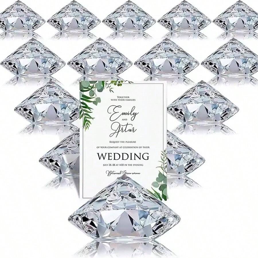 5pcs Elegant Crystal Diamond Place Card Holders - Clear Acrylic, Perfect For Wedding & Party Table Decorations, Versatile Photo Clips For Christmas, Valentine's Day, Engagements, Wedding Gifts - Multicolor - View 1