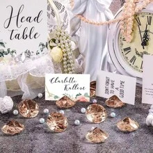 5pcs Elegant Crystal Diamond Place Card Holders - Clear Acrylic, Perfect For Wedding & Party Table Decorations, Versatile Photo Clips For Christmas, Valentine's Day, Engagements, Wedding Gifts - Multicolor - View 4