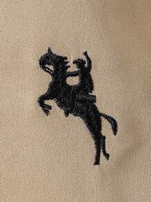 Young Boy Casual Solid Color Knight Embroidery Pants, Slant Pockets, Elastic Waistband Design, Suitable For Daily Wear, Travel, Parties, Vacations, Fashion Versatile - Khaki - View 5