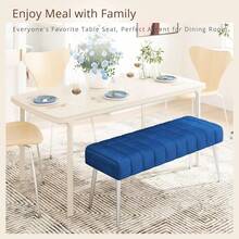 44.5" End Of Bed Bench, Linen Tufted Upholstered Bedroom Bench, Modern Ottoman Bench With Metal Legs Storage For Living Room, Entryway, Dining Room, 300LB, Royal Blue