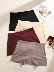 4 件套纯色哥特式高腰舒适女式运动平角裤 - 彩色 - 查看 4