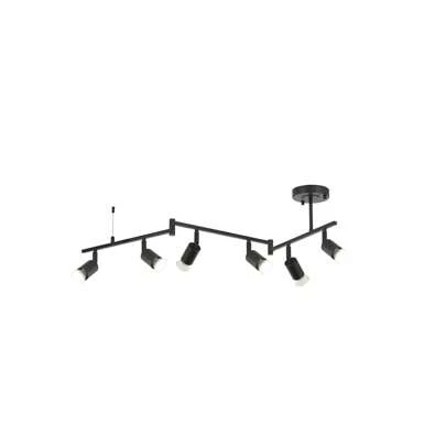 6-Light Black Track Lighting Fixtures Ceiling, Flexible Foldable Arm And Rotatable Light Head,Modern LED Track Lighting For Kitchen Islands, Dining Rooms(GU10 Socket, Bulbs Not Included)