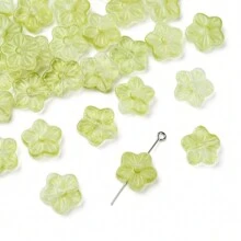 30Pcs Baking Paint Glass Beads, Flower, 12.5x13x4.5mm, Hole: 1.2mm