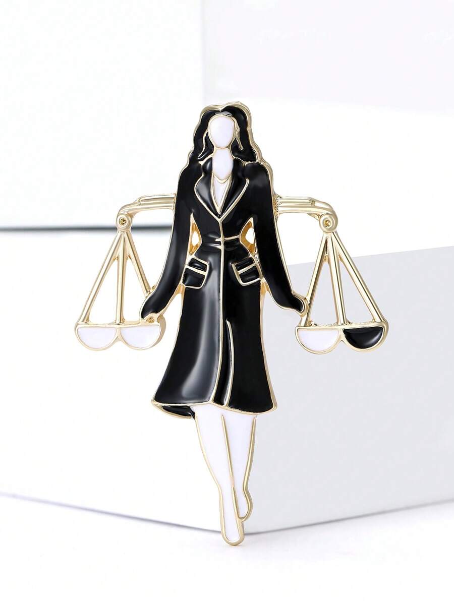 Fashionable Enamel Female Lawyer Brooch For Women Men Dress Suit Accessories Party Banquet Gift