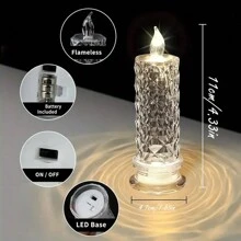 AMILL 3/6pcs Crystal LED Flameless Candles - Realistic Flickering Effect, Button Battery Powered, Durable Plastic Construction, Ideal For Home, Parties, Weddings, Birthdays, Valentine's Day Decorations, No-Smoke Ambiance Lighting - ánh sáng trắng ấm áp - Xem 4