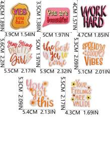 1 Set Of 3/20pcs Positive Energy Quotes Text Embroidery Patches Letters DIY Iron On Patches Sew Polyester Badge Clothing Decoration Accessories Cloth Stickers Suitable For Backpacks, Jeans, Jackets, T-Shirts, Hats, Dresses, Etc