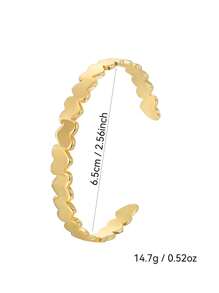 Charm-In 1pc Luxury Asymmetrical Heart-Shaped Adjustable Bracelet, Gold-Plated Brass Bracelet, Fashionable Jewelry For Women, Suitable For Daily Wear And Gatherings, Great Gift For Mom, Valentine's Day - Yellow Gold - View 4