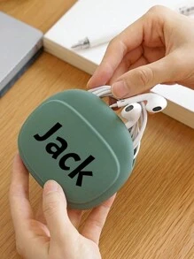 1/2Pcs Custom Name Silicone Storage Bag For Headphones, Personalized Mini Key Data Cable Storage Case, Customized Portable Wired Headset Storage Bag, Customizable Name Mini Storage Bag, 9x7.6cm, 3 Colors:Red/White/Green, Mini Key Box, Silicone Headphone Case, Under $10, Case For Headphones, Headphone Carrying Case