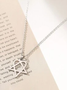 1pc Fashionable Stainless Steel Geometric Triangle & Heart Shaped Necklace