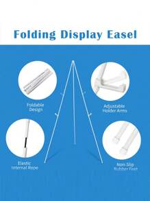 1pc Foldable Easel Stand, Used For Display Floor Easels, For Signage Tripod, For Wedding Signage And Poster Welcome Board Stands, Large Adjustable Metal Painting Easel Tripod - White - View 4