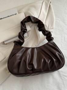 Bolso de mano minimalista y elegante de unicolor sin arrugas con correa para el hombro