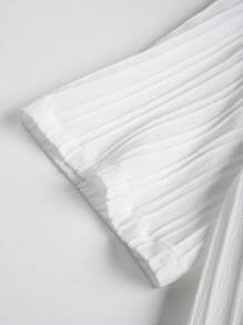 2 Stück/Set Herren lässiges, modisches Outfit mit Kurzarmoberteil und Shorts in Wellentextur-Stoff - Weiss - Übersicht 8