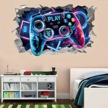 1 件 Wondev 3D 立体墙贴，游戏玩家主题墙贴，带有游戏手柄图案，适用于男孩卧室、游戏室、儿童房、个性化定制、学校装饰、惊喜礼物、宿舍装饰、返校家居装饰、房间装饰、学习用品 - 多色-牆貼 - 查看 2