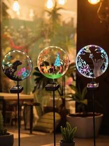 1PC LED 铸铁太阳能花园动物形草坪灯，太阳能花园景观灯，别墅花园小径公园装饰，庭院装饰，户外装饰 - 彩色 - 查看 2