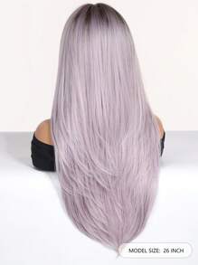 26-Inch Multi-Layer Straight Hair Synthetic Heat-Resistant Fiber Wig For Women's Daily Party Birthday Wear - Mauve Purple - View 6