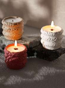 DIY圆形石纹收纳盒硅胶树脂模具太空月亮香薰蜡烛罐石膏粘土铸造模具多肉植物花盆模具 - 白色矽膠模具 - 查看 1