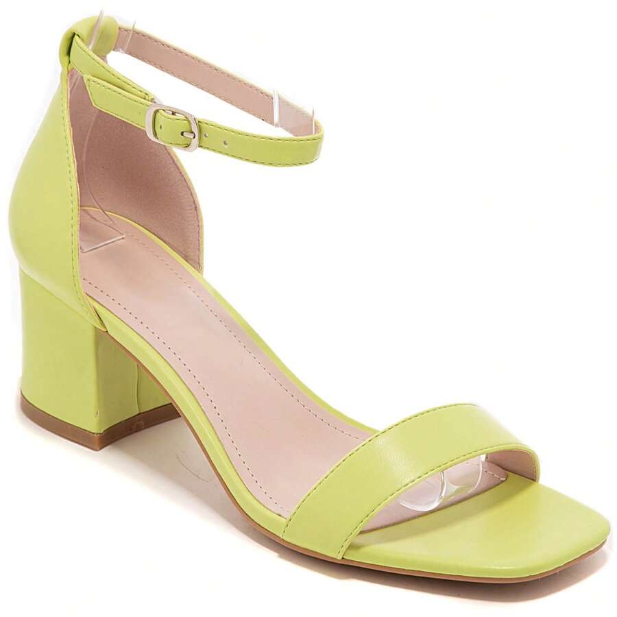 Women's Buckle Design Fashion Daily Wear High Heel Sandals - Yellow - View 1
