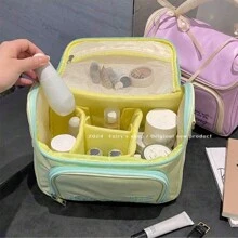 1pc Bowknot Cosmetic Bag, Shiny PU Material, Large Capacity Waterproof, Convenient To Carry, Suitable For Travel, Cosmetics & Toiletry Storage,Boho Vibes,For Holiday Beach, Bathroom Collection, Bedroom Collection, Large Capacity