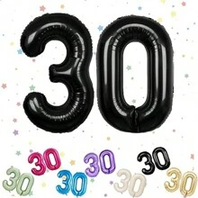 Black 30/40/50 Number Balloons Giant Number Foil Mylar Balloons For Women Men Birthday Party Supplies Anniversary Events Decorations