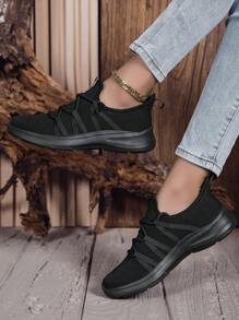 Women's Non-Slip Fashion Lightweight Platform Leisure Casual Sneakers - Black - View 4