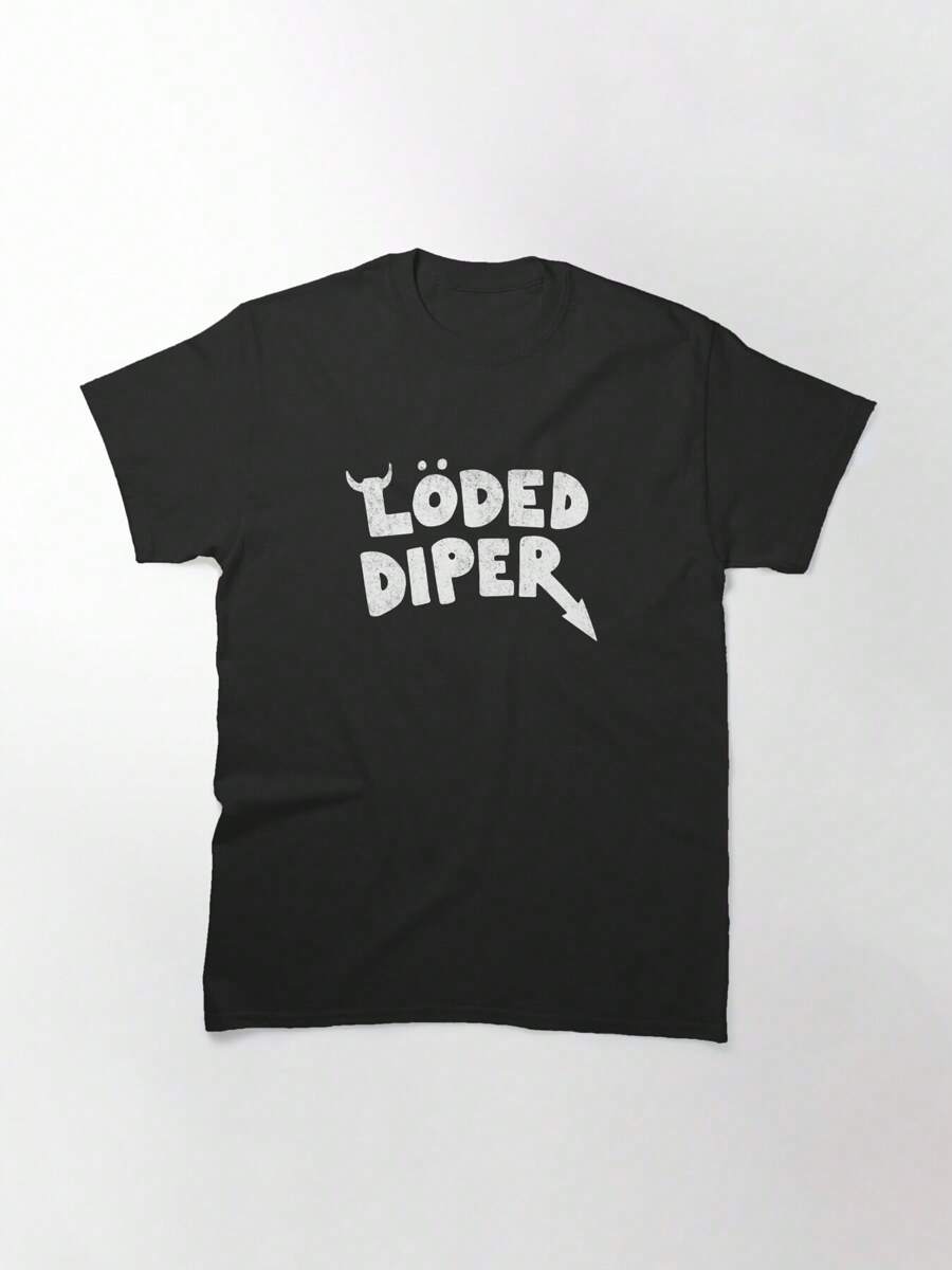 Loded Diaper Classic T-Shirt, Women's T-Shirt, 220g Pure Cotton, Casual Crew Neck, Great For Relaxed Days And Outdoor Exploration. - 黑色 - 查看 1