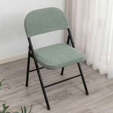 Folding Dining Chair Seat And Back Cover Set Solid Color Jacquard Stretch Chair Slipcover Home Decoration - Light Green - View 2