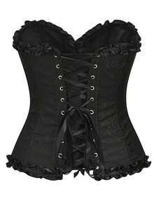 女士提花露背系带抹胸，新年派对、情人节、节日上衣、紧身胸衣上衣、毕业典礼