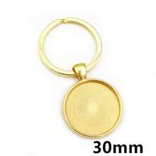5 件钥匙扣带吊坠边框空白适合 20/25/30 毫米凸圆形底座镶嵌 DIY 钥匙扣钥匙圈配件耗材