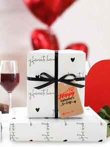 8/16/24 Stücke Valentinstag Anhänger Valentinstag Papieretikett mit Bindfaden, Valentinstag Thema Anhänger, Party Gastgeschenk Tüte Geschenkverpackungs-Zubehör