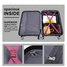 Juego de equipaje Tripcomp de 5 piezas que incluye bolso de lona, juego de maletas de viaje rígidas (20/24/28 pulgadas) con candado TSA, juego de maletas expandibles con ruedas giratorias (color verde claro) - Burdeos - Ver 6