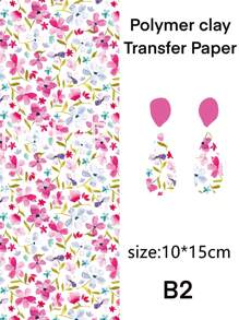 Boho Style Flower Clay Transfer Paper Flower Marble Transfer For Polymer Clay, Magic Transfer Paper For Polymer Clay Jewelry Earring Making Stickers