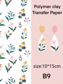 Boho Style Flower Clay Transfer Paper Flower Marble Transfer For Polymer Clay, Magic Transfer Paper For Polymer Clay Jewelry Earring Making Stickers