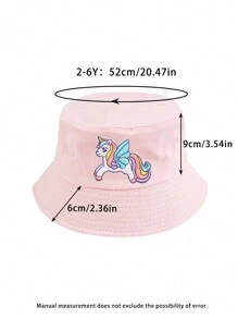 1 件儿童春夏渔夫帽，多种图案可选，如独角兽、蝴蝶结、心形、蝴蝶，可爱时尚的儿童帽子，适合休闲、户外、通勤、旅行，是送给孩子的理想礼物，透气防晒渔夫帽，带有情人节元素
