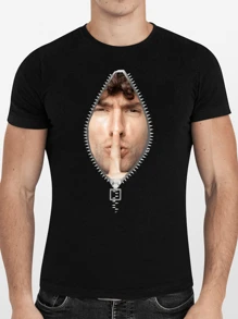 Customized Men's Personalized Loose Fit Fun Face T-Shirt -Add You Face Or Photo (Selfie/Family Photo/Pet Photo/Friend Photo/Party/Team/ Boyfriend/Girlfriend/Pet/Couple Matching/ Workwear),Stylish,Fashion,Hipster,Casual,Minimal Chic,Personalized,Customized,Custom,Unique,Guy Costumes,Capsule Wardrobe,Men Basic/Street Style,Ideal Gifts For Him,Boyfriend,Family,Friends,For Birthdays,For Vacation/Holiday,For School/Competition,For Sports/Climbing,Summer Shirts