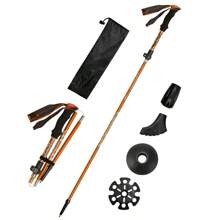 1 set de bâtons de randonnée pliants, légers et réglables en alliage d'aluminium avec un système de verrouillage rapide, convenant à la randonnée, aux voyages, à l'alpinisme, au camping, au trekking, au ski. Livré avec des embouts de protection, pour les femmes et les hommes.