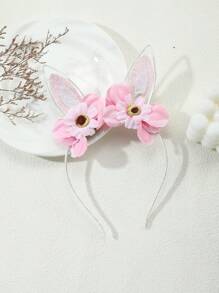 Cute 3D Flower Bunny Ear Headband, Easter
