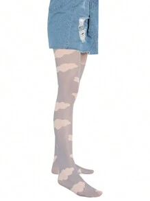 Women Sheer Tights Control Top Pantyhose Y2k Tie Dye Mesh Tights Fishnet Sockings Leggings - trắng - Xem 5