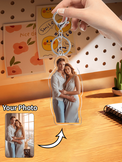 1pc Custom Photo Acrylic Keychains, Double-Sided Keychain With Special Shapes, Personalized Gifts For Lovers, Friends, Pets ,Sequines Colorful,Cute,Adorable,Funny,Kawaii Custom,Personalized,Unique,Customized Ideal Gifts For Him,Ideal Gifts For Her Her,Boyfriend,Girlfriend,Family,Friends,Pets,Youth,Grandparents Personalized/Customized Keychain,Personalized Gifts For Women/Men,School Supplies,Back To School,For Office,For School,For Classroom,For Teacher Gifts,For University,For Colleague,For Dorm Rooms,For Teacher,For Boys And Girls,For Teenagers,Junior High School Students,Middle School Students,High School Senior High School Students,College Students,University Students,Freshman,Sophomore,Underclassmen,Delicate Romance, Utilitarian Chic