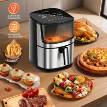 8L Oil-Free Air Fryer, Large Window, 10 Functions & 3 Modes, Touch LED Panel And Controllable Light, Adjustable Temperature From 80℃ To 200℃, 60 Minute Timer, Non-Stick Coating, Dishwasher Friendly, 2000W - Phích cắm loại EU E (220-240V) - Xem 6