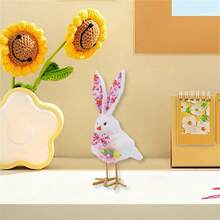 Adornos de pájaros de Pascua, lindos pájaros de peluche con orejas de conejo, decoración de escritorio para el hogar y regalos de fiesta. - Multicolor - Ver 5