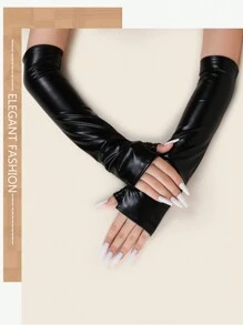 1 Pair Shiny Leather Sexy Punk Costume Party Formal Arm Warmers For Women