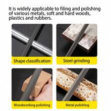 1 szt./zestaw 6-calowy zestaw pilników stalowych, odpowiedni do obróbki drewna, metalu, plastiku, skóry, druku 3D i projektów DIY, zestaw narzędzi do szlifowania pilnikiem, metalowe narzędzie do szlifowania, pilnik płaski, pilnik płaski, pilnik trójkątny, pilnik półkolisty, pilnik okrągły - Ciemnoszary - Zobacz 6